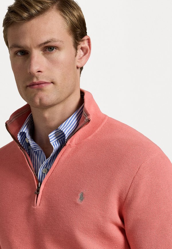 MESH KNIT COTTON QUARTER-ZIP SWEATER - Jumper - desert rose3