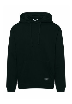 Czarna bluza z kapturem wykonana z miękkiego materiału. Posiada kieszeń kangurką, sznurki do regulacji oraz ściągacze przy mankietach. Metka na lewym dolnym rogu.