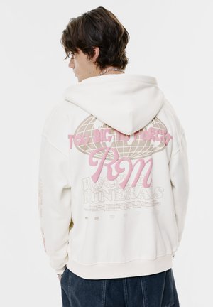 PULL&BEAR GRAPHIC  - Majica s kapuljačom i patentnim zatvaračem - white