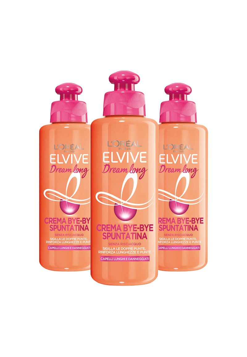 L'Oréal Paris - TRATTAMENTO ELVIVE DREAM LONG, CREMA CAPELLI SENZA RISCIACQUO BYE-BYE SPUNTATINA PER CAPELLI LUNGHI DANNEGGIATI, 200 ML - 3 PACK - Siero per capelli, Ingrandire