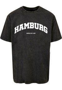 Merchcode HAMBURG WORDING - ACID WASHED - T-shirt print - black