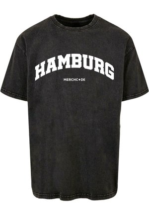 HAMBURG WORDING - ACID WASHED - T-Shirt print - black