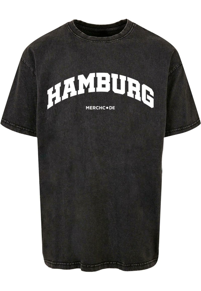 Merchcode HAMBURG WORDING - ACID WASHED - T-shirt print - black