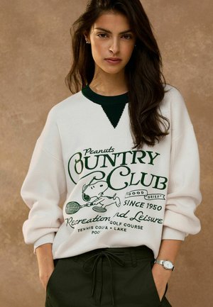 Next, REGULAR FIT - LONG SLEEVE CREW NECK SWEATSHIRT . - Svetrík - ecru green snoopy licence