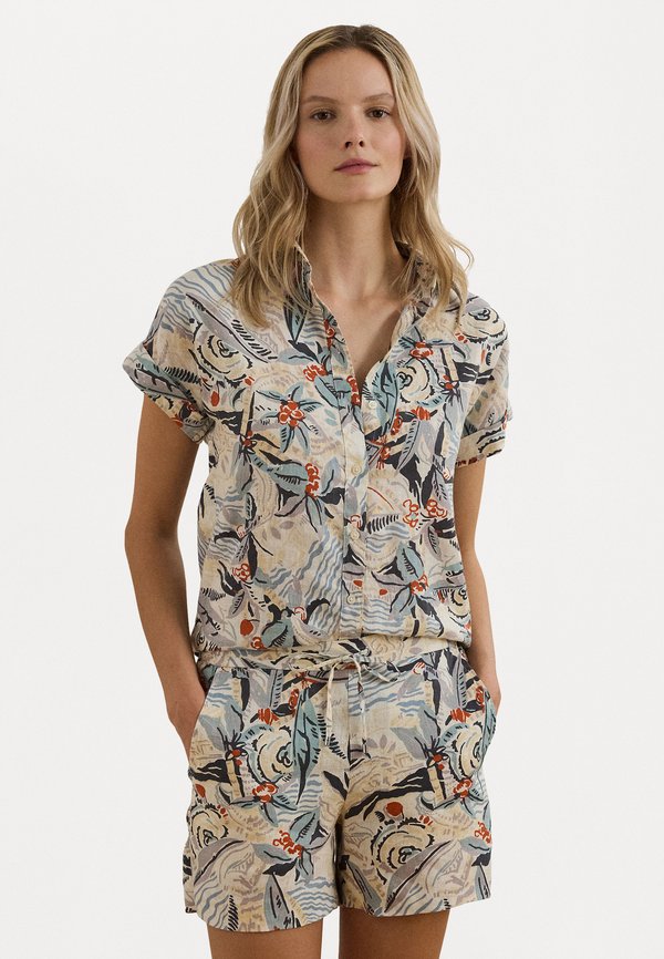 RELAXED FIT PRINT SHORT SLEEVE SHIRT - Button-down blouse