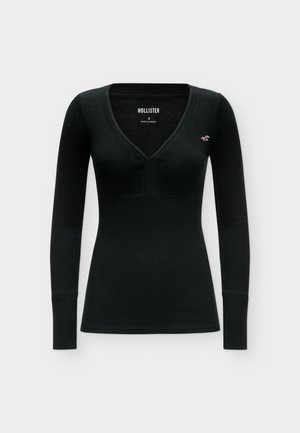 Hollister Co., SLIM V NECK  - Camiseta de manga larga - black