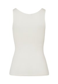 Witte, mouwloze tanktop met een ronde hals. Glad, zacht materiaal met een aansluitende pasvorm, geen zichtbare naden of patronen.