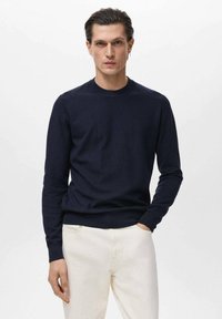 Mango MICROSTRUCTURED - Trui - dark blue