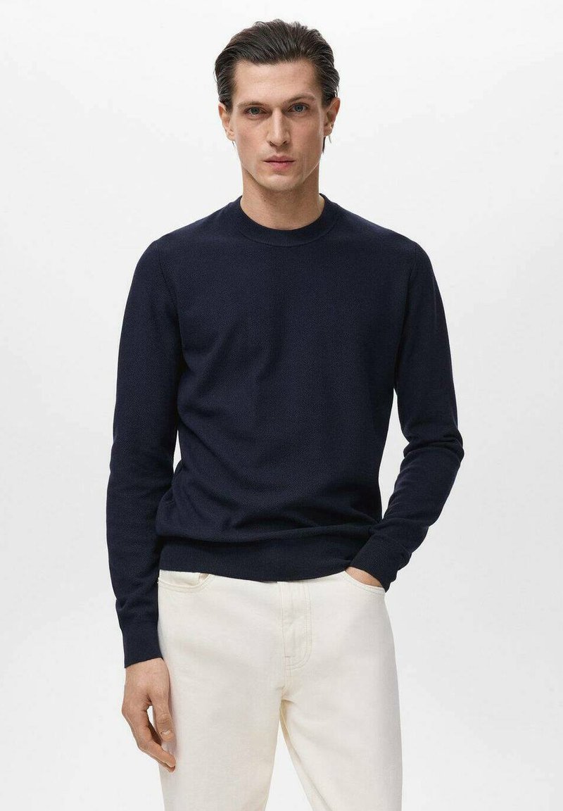 Mango MICROSTRUCTURED - Trui - dark blue