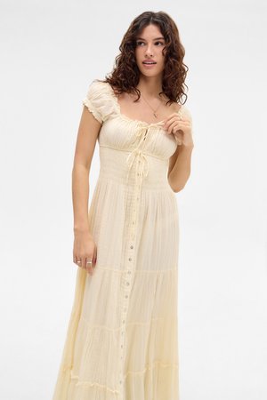 BDG Urban Outfitters TIANA BUTTON MAXI - Maxikleid - yellow