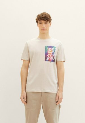 T-shirt med print - cold beige