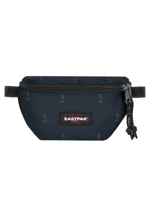 Sort Eastpak bæltetaske med små kaktusmønstre, forreste lynlås, dobbelte lynlåstræk med snore og en justerbar rem.