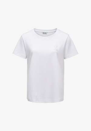 Wit T-shirt met korte mouwen en een ronde hals, met een kleine geborduurde letter "S" op de linkerborst en een label "Salsa Jeans" aan de binnenkant van de kraag.