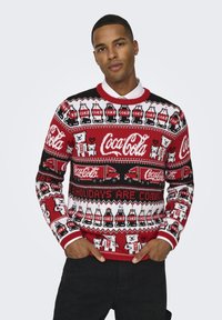 Only & Sons ONSXMAS COLA CREW UNISEX - Svetrík - pompeian red