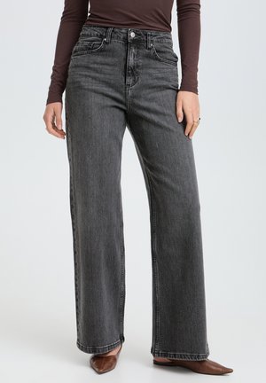 b.young, BYKAJANE WIDE JEANS - Wide Leg - dark grey denim