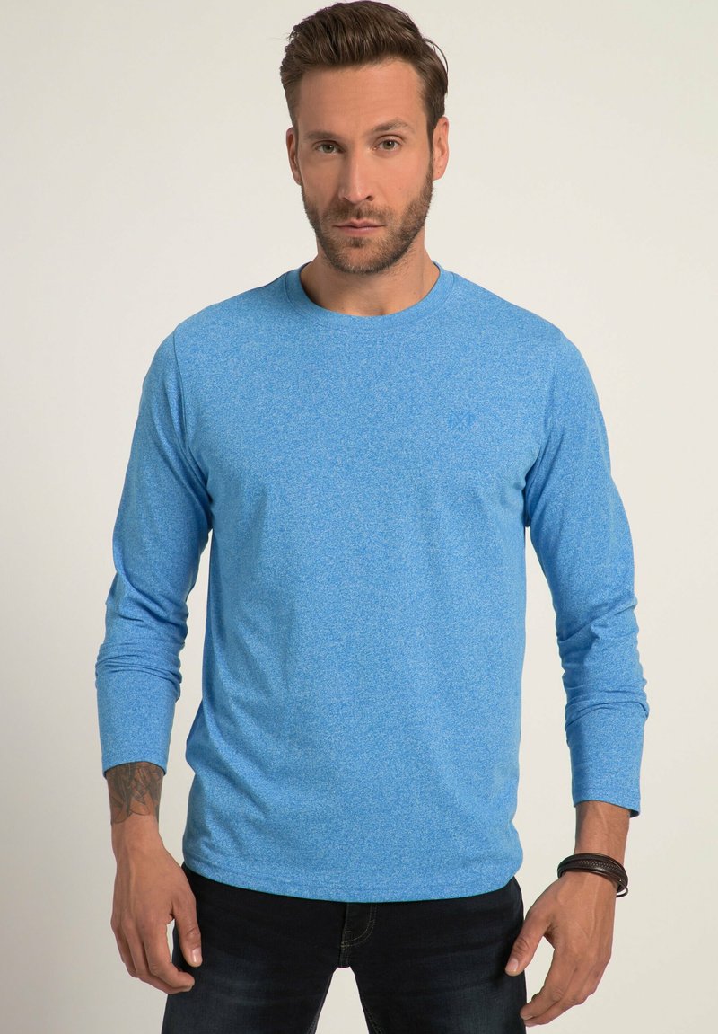Langarmshirt in heatherblau stof. Ontwerp met ronde hals en een gestructureerd oppervlak. Beschikt over een getailleerde pasvorm en een subtiele logodetail.