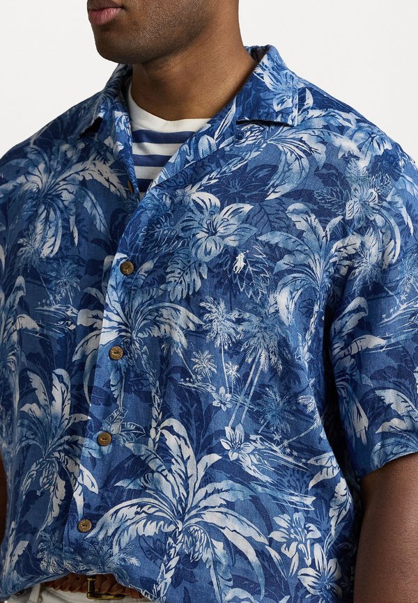 TROPICAL PRINT LINEN CAMP SHIRT - Shirt - indigo3