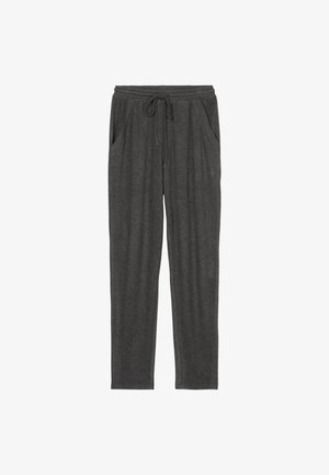 Grå sweatpants lavet af blødt stof, med en elastisk talje med snøre, to sidelommer og et tapered leg design.