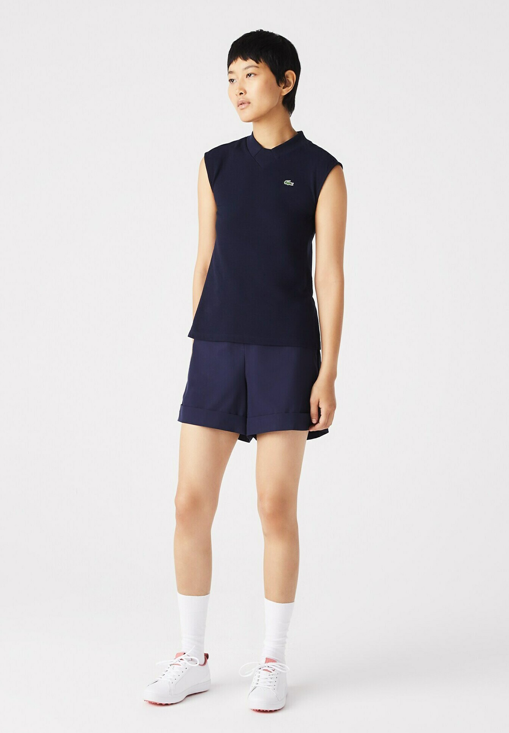 lacoste golf & tennis sleeveless polo pleated dress