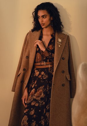 Lauren Ralph Lauren, DOUBLE-BREASTED HERRINGBONE COAT - Класическо палто - brown/tan multi