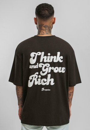 GROW RICH  - Marškinėliai su spaudiniu - washed black