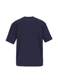 Navy blue cotton t-shirt with a relaxed fit, short sleeves, and a crew neck. Features a plain design with no visible graphics or accents.