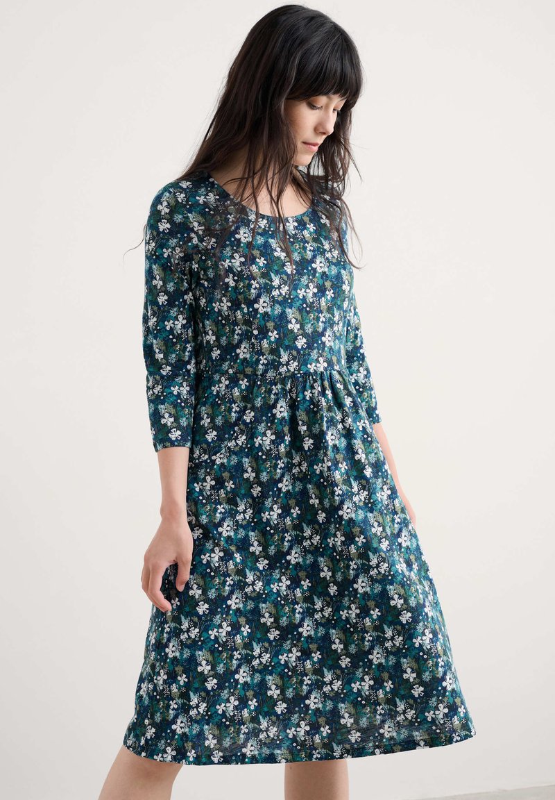 Seasalt Womens Dress Black Floral Cotton Lne Strokes Jersey Short