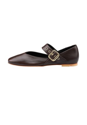 Ankle strap ballet pumps - braun