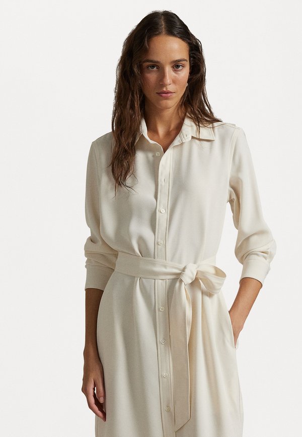 SATIN SHIRTDRESS - Shirt dress - mascarpone cream