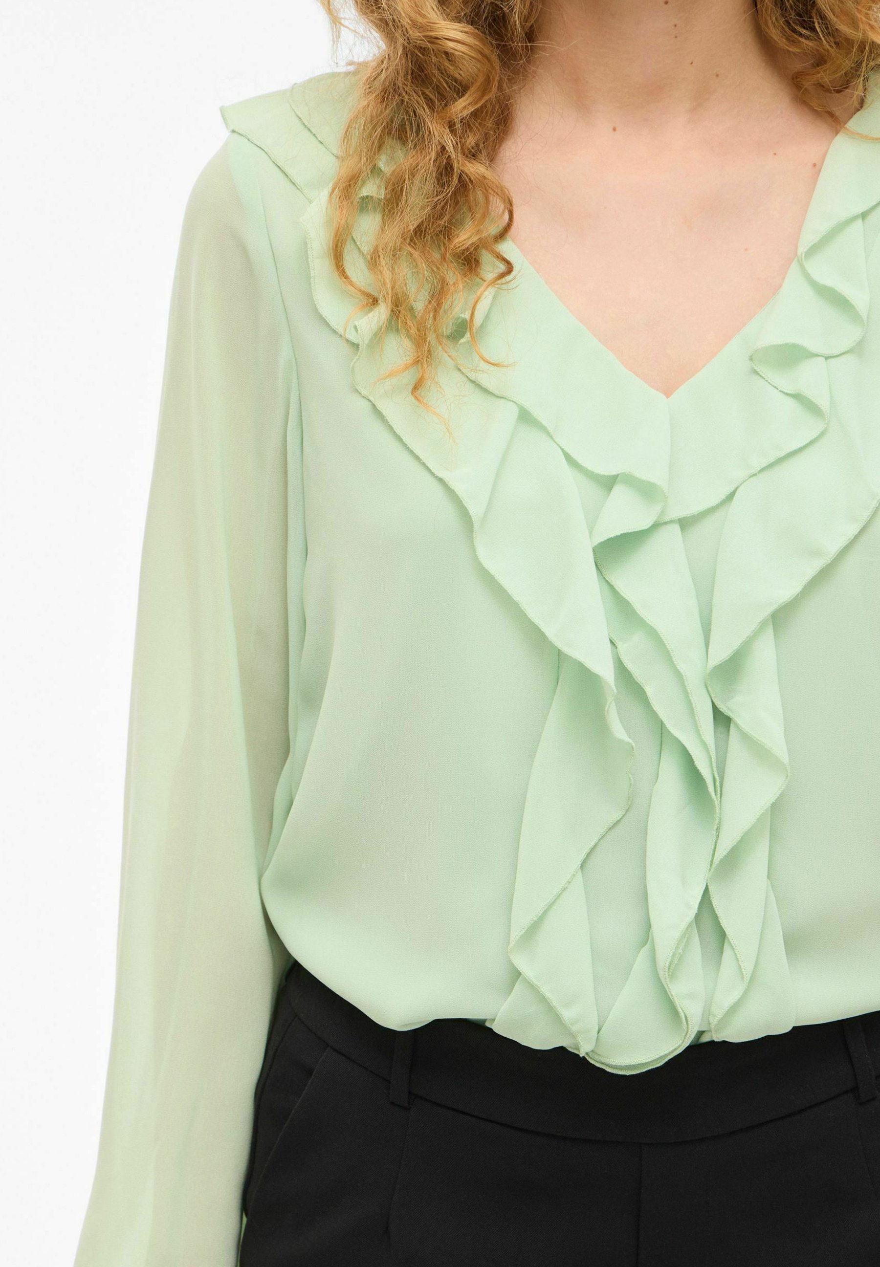VILA Long Sleeved VIANE Frill - Blouse - smoke green/green