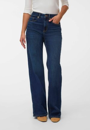 Vero Moda WIDE-FIT JEANS VMOLIVIA HIGH RISE WIDE LEG FIT JEANS - Wide Leg - dark blue denim