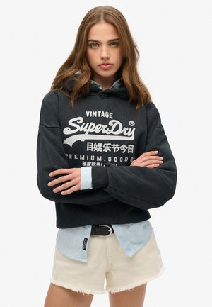 VINTAGE LOGO METALLIC RELAXED - Sweat à capuche - mid amp black