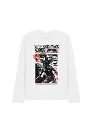 STRANGER THINGS  NEWSPAPER DEMOGORGON SIGHTING - Long sleeved top - white