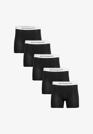 Czarne bokserki z białą elastyczną gumką w pasie z logo "AUTOGRAPH"; gładka tkanina o dopasowanym kroju. Pakiet pięciu sztuk.