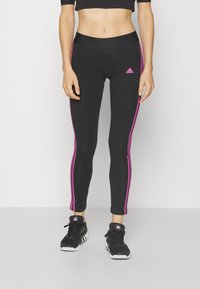 adidas Sportswear 3 STRIPES - Leggings - black/semi pulse lilac
