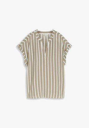 TOM TAILOR, LOOSE FIT BLUSE MIT V-AUSSCHNITT - Camicetta - olive white irregular stripe