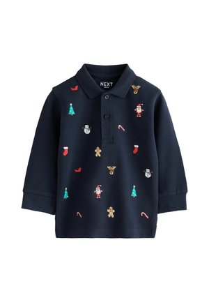 Next, LONG SLEEVE CHRISTMAS EMBROIDERED POLO SHIRT - Polo - navy