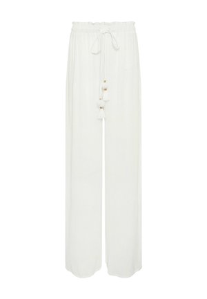 TIE WAIST WIDE LEG - Tygbyxor - white