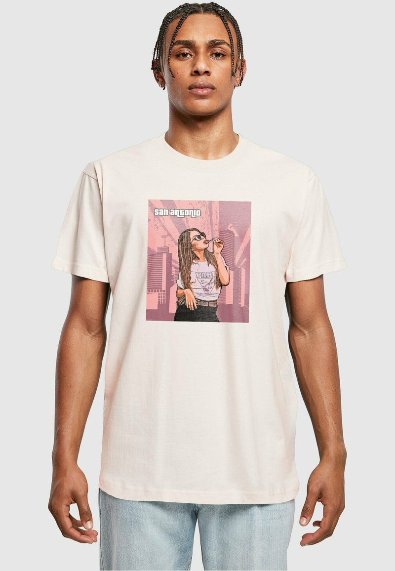 Merchcode GRAND - SAN ANTONIO ROUND NECK - T-shirts med print - pink marshmallow