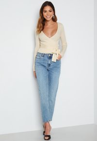 Bubbleroom KNITTED RIB WRAP TOP - Sweter