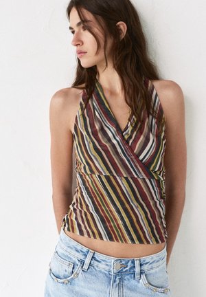 PULL&BEAR STRIPED HALTER TOP - Bluză - multi-coloured