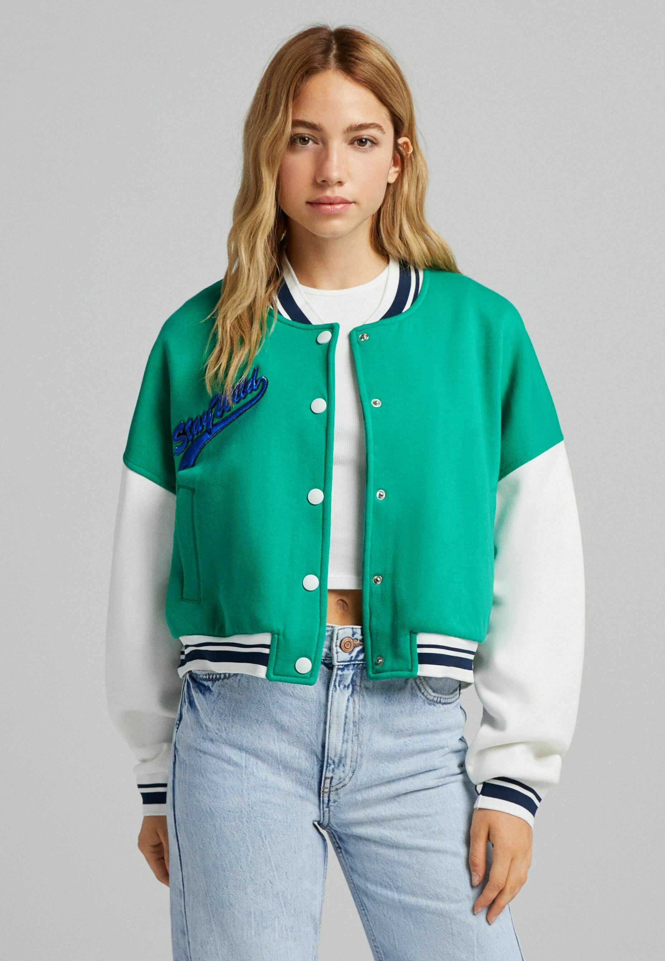 Bershka Sweater met rits - green/Groen - Zalando.be