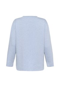 Helehall sinine pika varrukaga särk, mis on valmistatud pehmest kangast. Omab ümara kaeluse ja kergelt langevate õlgadega lõiget. Lihtne ja puhas disain.