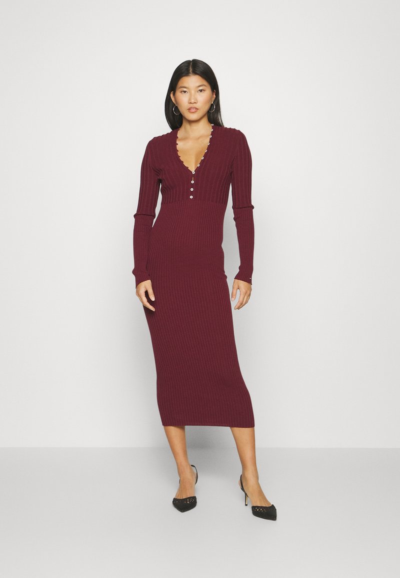 Tommy Hilfiger BUTTON DRESS - Etuikleid - deep rouge