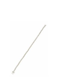 Sidabrinis apyrankė su sujungimu, kuriame yra daug skaidrių brangakmenių. Uždarymas yra paprasto stačiakampio stiliaus.