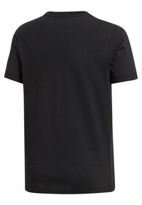 Camiseta de algodón negra de mangas cortas vista desde la parte de atrás, con cuello redondo y ajuste estándar.