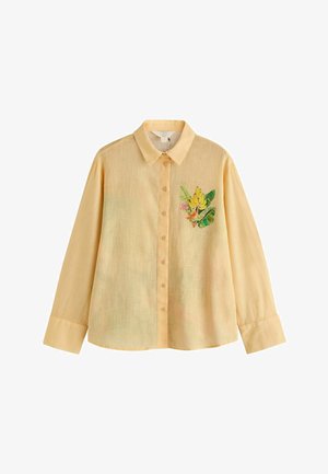 Next, Nööpidega pluus - yellow banana print embroidered
