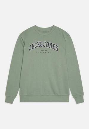 Jack & Jones Junior JJECALEB VARSITY CREW NECK - Ikdienas džemperis - iceberg green