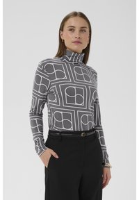 Soaked in Luxury SLHANADI PRINTED ROLLNECK  - Camiseta de manga larga - dark gray w white monogram