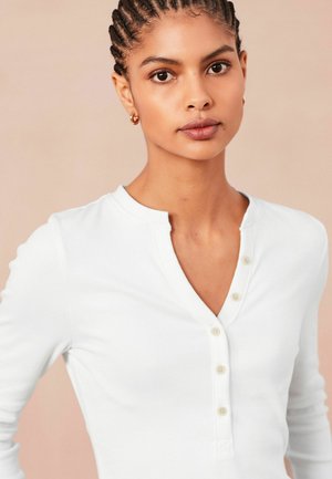 BUTTON DETAIL HENLEY - REGULAR FIT - Long sleeved top - white